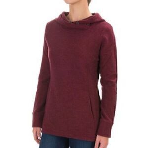 Ibex Wine Warm Merino Wool Reese Pullover Baselayer Hiking Hoodie Size XS